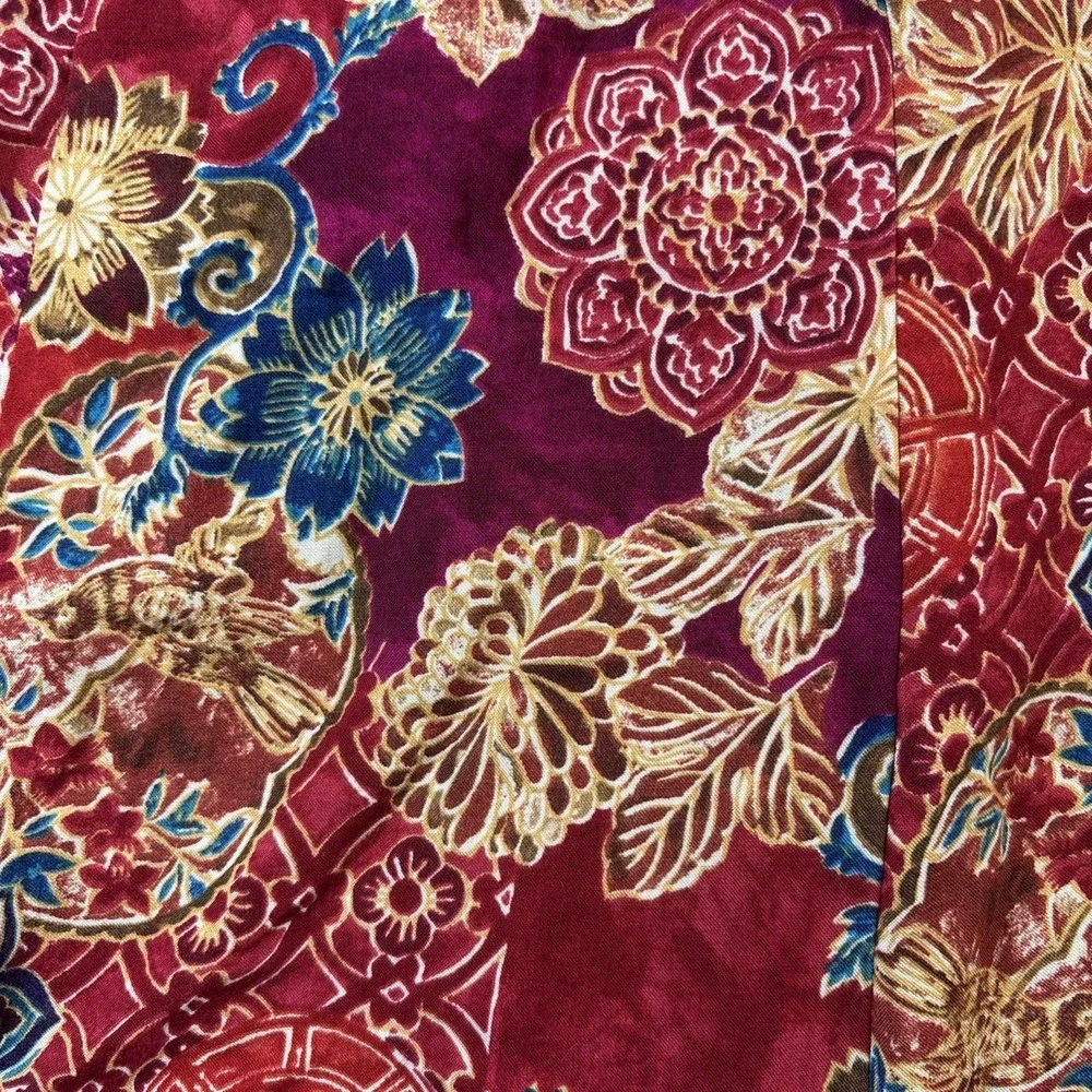 Vintage Metroline Skirt Women's Large Red Multi Paisley Floral Cottagecore Boho